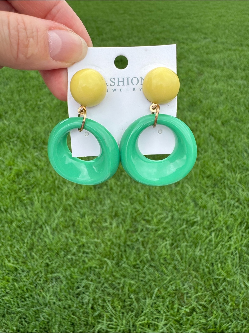 $12 or 3/$30! Fashion Jewelry Yellow Studs plus Green Resin Hoop Earrings Combo